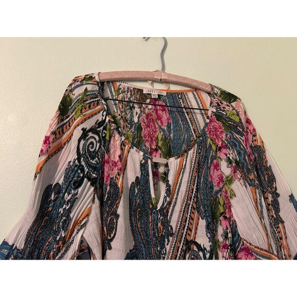 Spense Woman 3X Boho Floral Paisley Blouse Top Bell Sleeve Stretch Tunic Plus Si - Picture 9 of 16